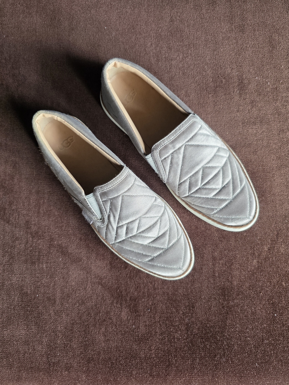 UGG Quilted Slip-On Loafers in Light Gray